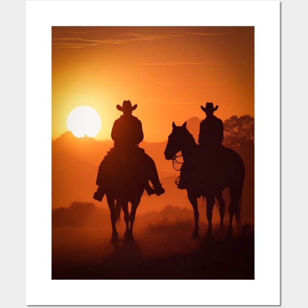 Cowboys at sunset Wall Art by Giovan R